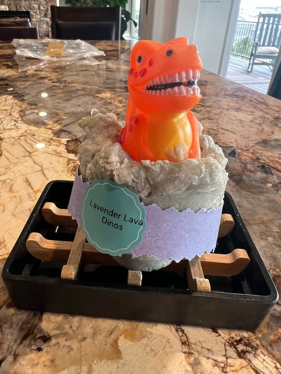 Hand Crafted Other - Hand Crafted Orange & Yellow Dinosaur Lavender Lava Bath Toy